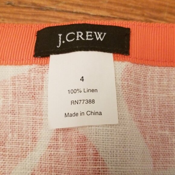 J Crew Orange and White Floral Linen Skirt - Picture 4 of 7